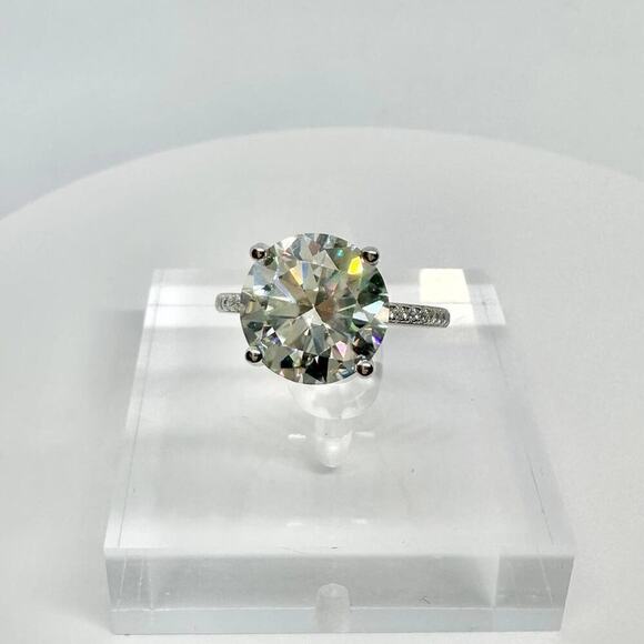 Moissanite Diamond Ring 5 Ct Engagement Wedding Round Cut Solitaire GRA Size 6 - Picture 9 of 11